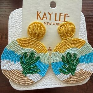 Kay Lee NY Multicolor Beaded Cactus Earrings *NEW
